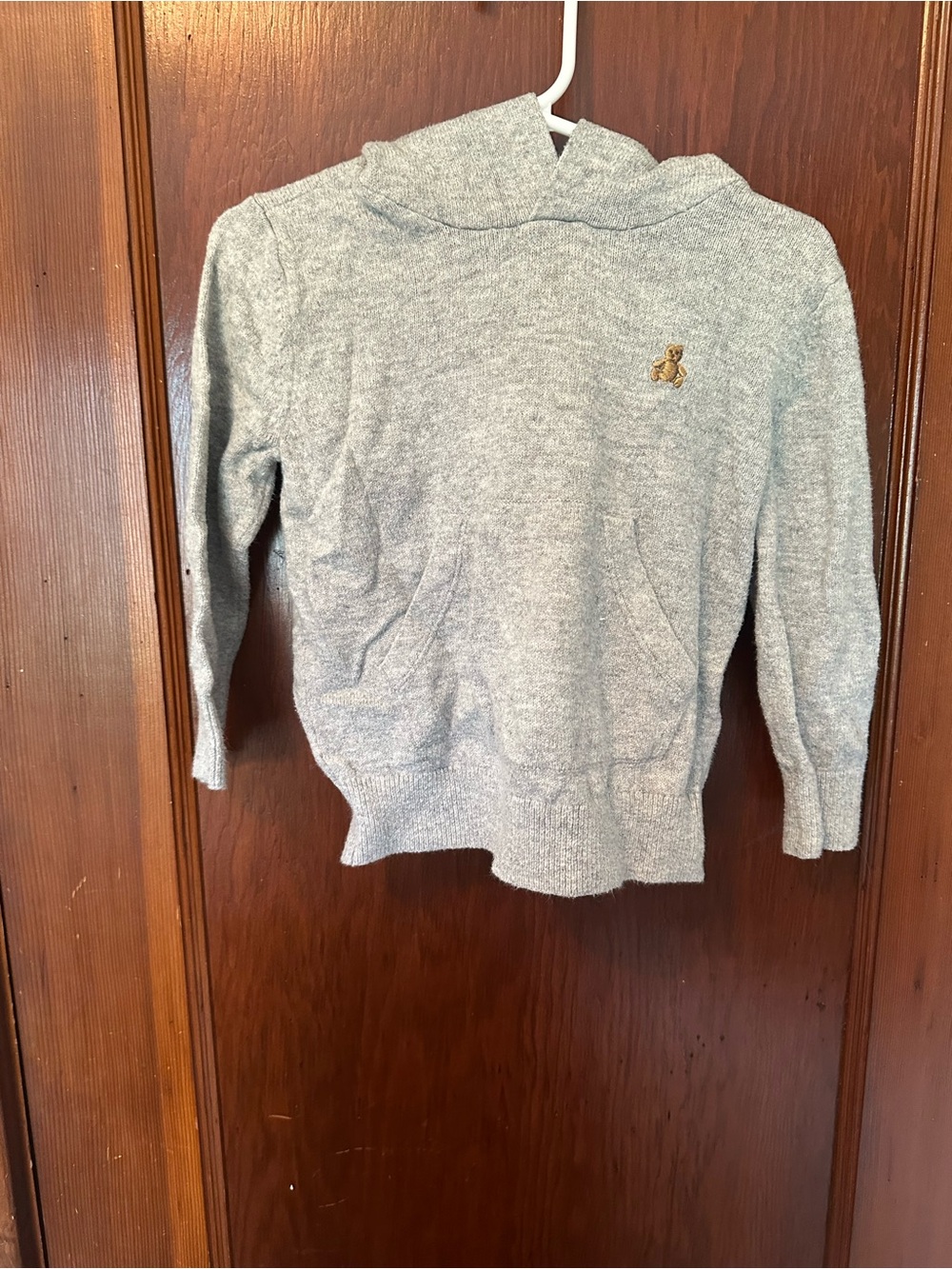 GAP Heather Gray Kids Hoodie with Bear Embroidery